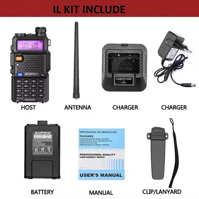 BAOFENG Radio e accessori Radio Baofeng UV-5R Dual Band Two-Way Radio include Auricolare e CaricaBatterie