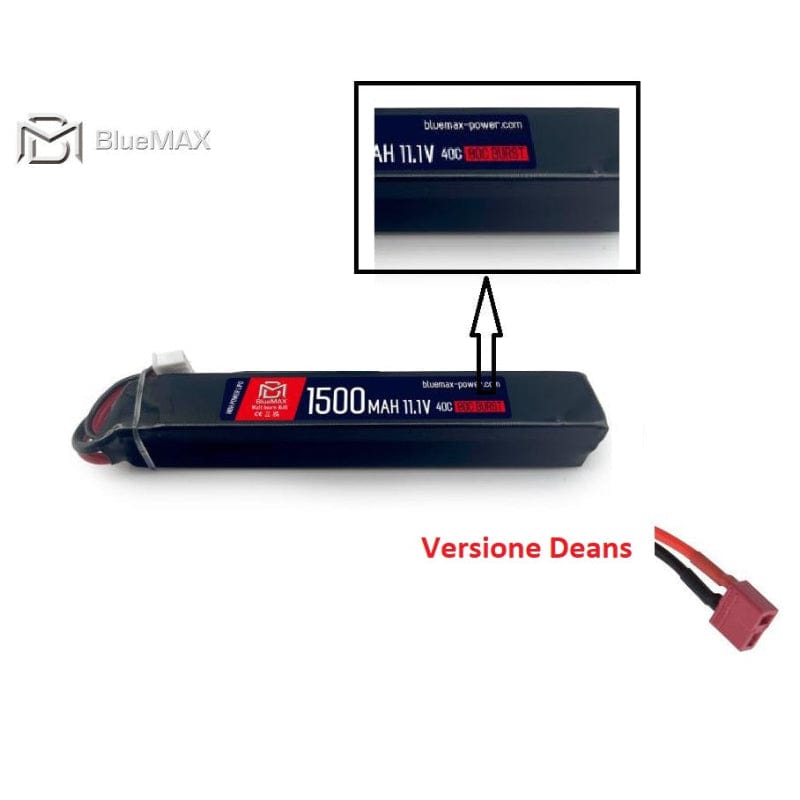 BlueMax Batteria Batteria Lipo 11.1V x 1500Mah 40C Stick connettore Deans - Bluemax Power