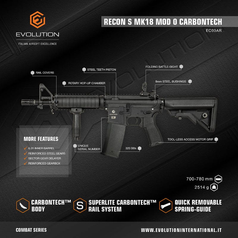 Evolution Fucile elettrico Fucile Elettrico Mk18 Mod0 Carbontech - Evolution