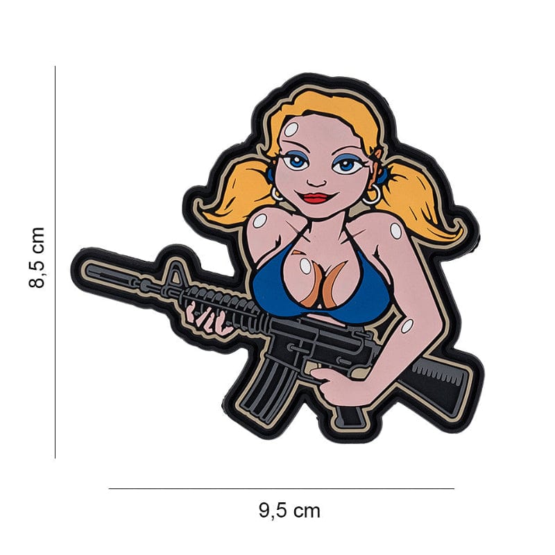 101 Inc Patch Patch Pvc 3D Ragazza Bionda con Fucile