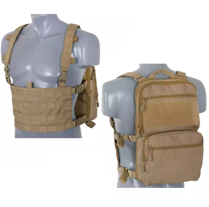 8FIELDS Zaino Zaino Tattico con Pannello Frontale Chest Rig Set Completo Coyote - 8Fields