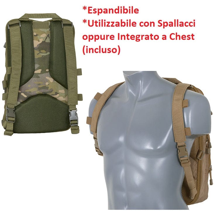 8FIELDS Zaino Zaino Tattico con Pannello Frontale Chest Rig Set Completo Coyote - 8Fields