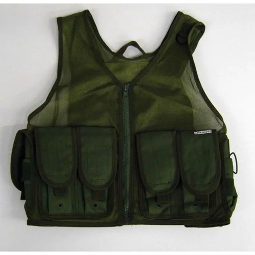 gilet tattico a rete con cerniera verde