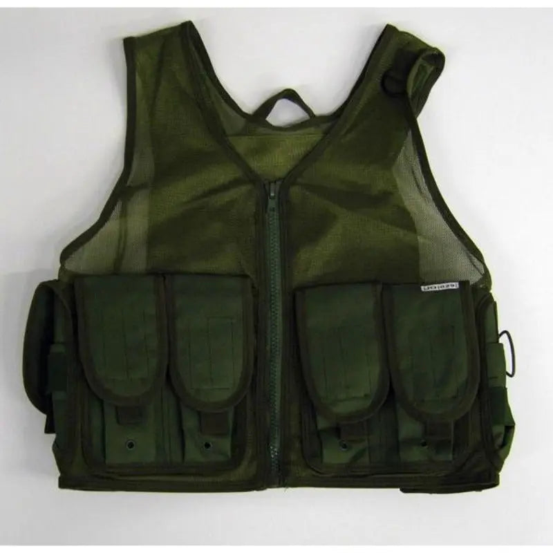 gilet tattico a rete con cerniera verde